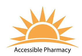 Accessible Pharmacy Logo, clipart of a sun cresting over a hill