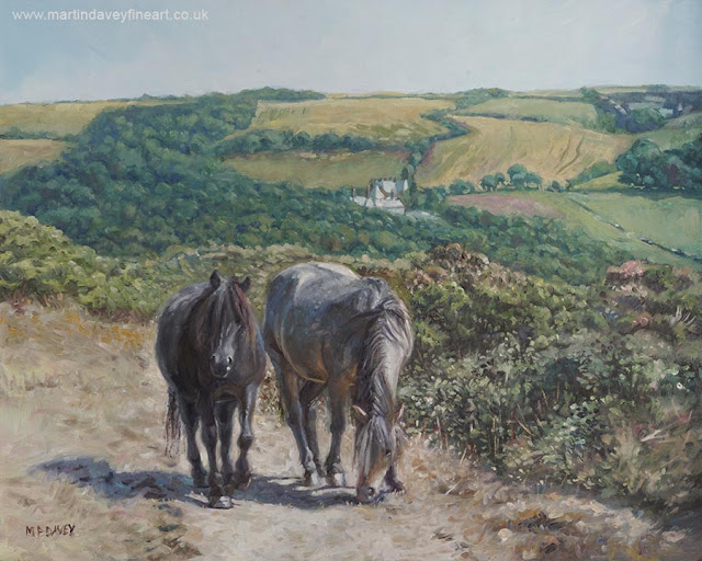 devon horses oil painting by Martin Davey