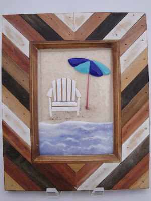 fused glass beach chair umbrella stained art flutterbyfoto flutterbybutterfly Sharon Warren