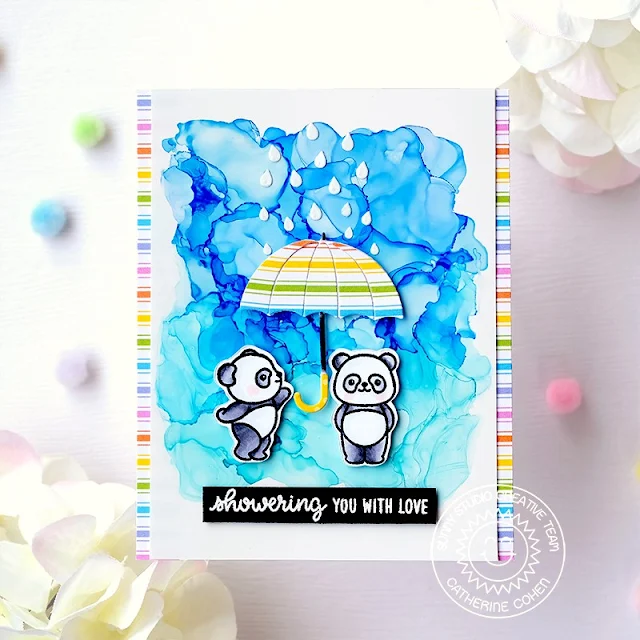 Sunny Studio Stamps: Rainy Days Die Focused Card with Catherine Cohen (featuring Panda Party)