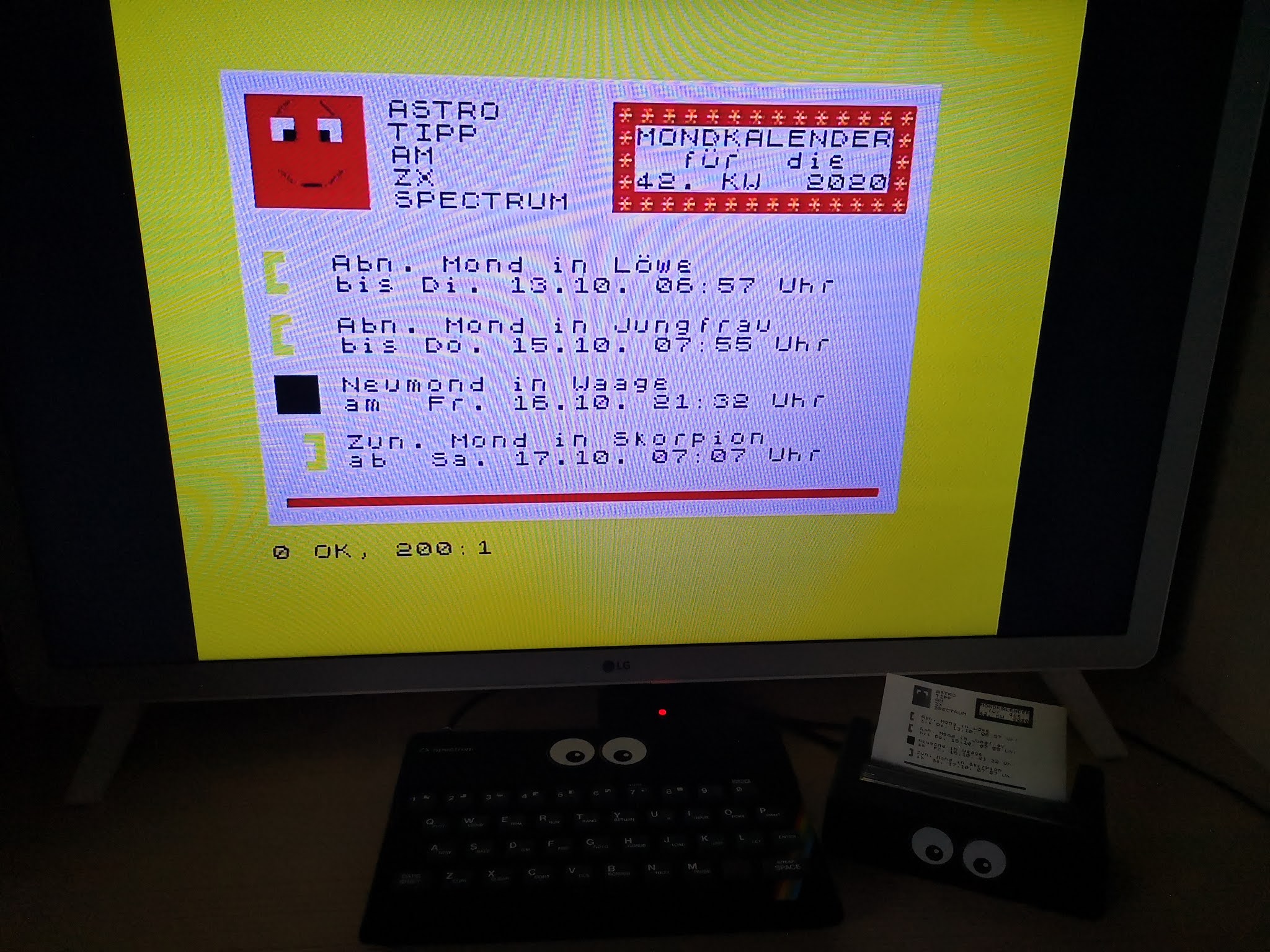 Mondkalender dieser Kalenderwoche am ZX Spectrum