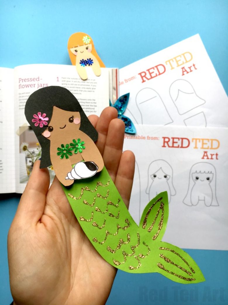 Mermaid bookmark craft for kids
