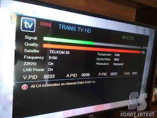  Trans TV yaitu salah satu channel tv yang ada di Indonesia Frekuensi Trans TV di Telkom 4 Terbaru