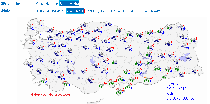 6 Ocak 2015 Hava Durumu 06.01.2015 İstanbul Hava Durumu Ankara, İzmir Hava Durumu