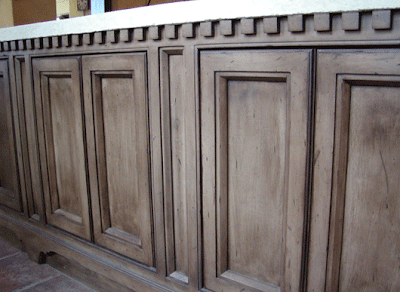 Gray cabinets with black glaze