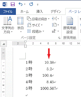 小数点の位置で揃いました