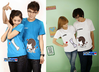Dog & Bone (putih,biru) , online shop baju couple