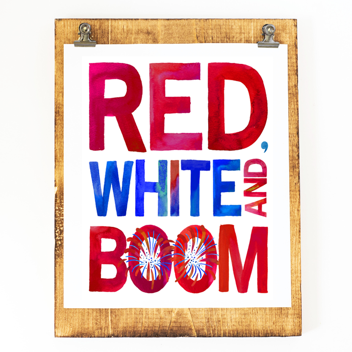 These SIX 8x10" Patriotic Printables are made up of fun watercolor letters and scream summertime! Party like it's 1776, y'all! 