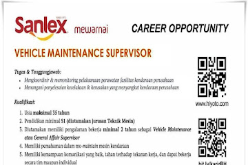 Loker Bandung Vehicle Maintenance Supervisor Sanlex