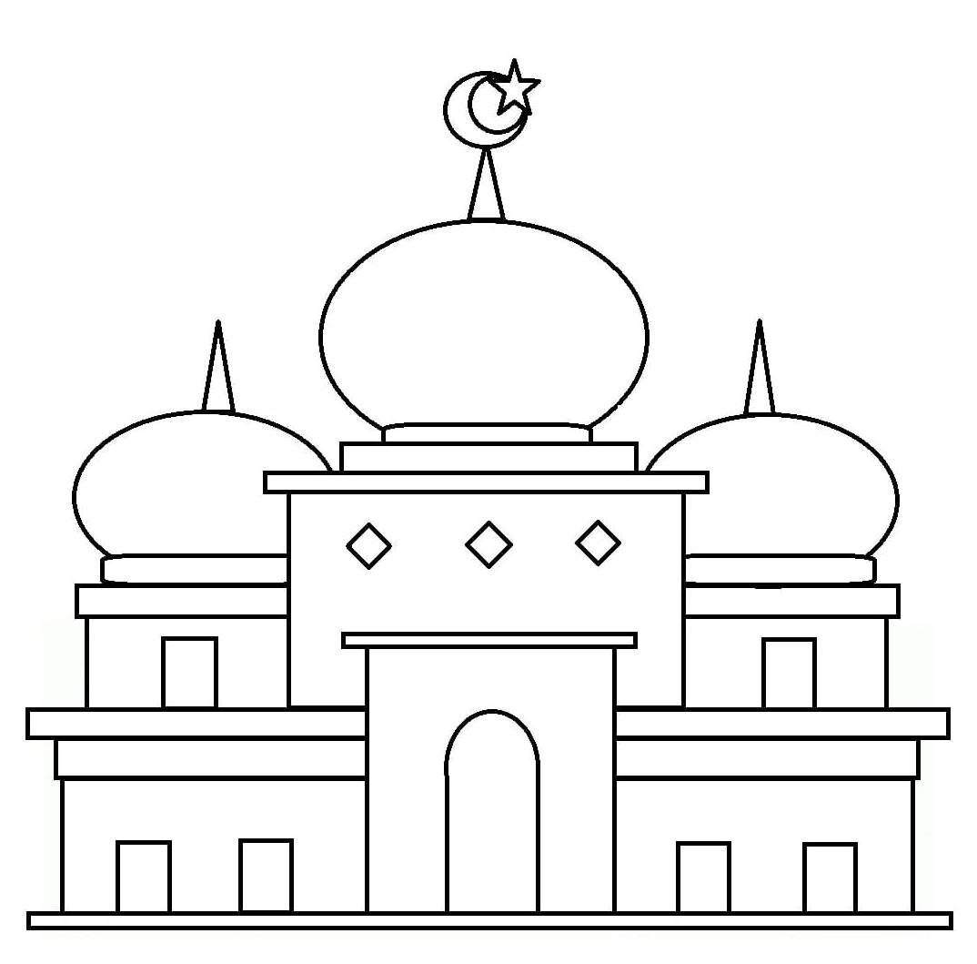 54 Gambar  Masjid Untuk  Di Warnai Anak Tk Keren Ukiranku