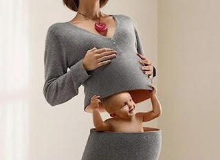 Funny picture of baby in mother's stomach