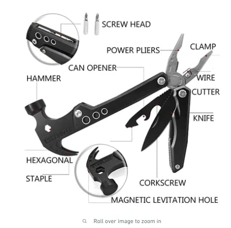 Multifunctional Hammer Tool: A versatile camping accessory with 12 functions in one