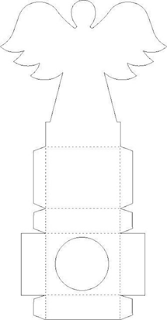 Plantilla de Caja con Ángel para Primera Comunión.