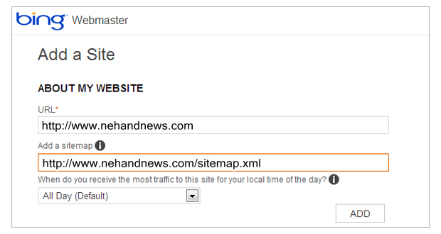 add sitemap to bing webmaster