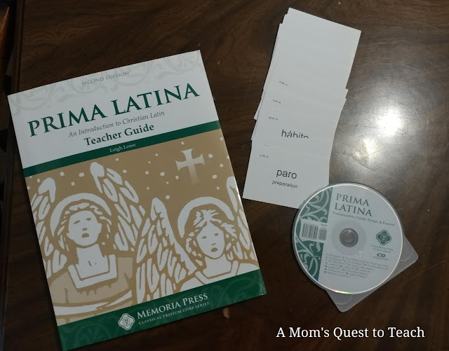 Prima Latina Teacher Guide book; vocabulary cards; CD