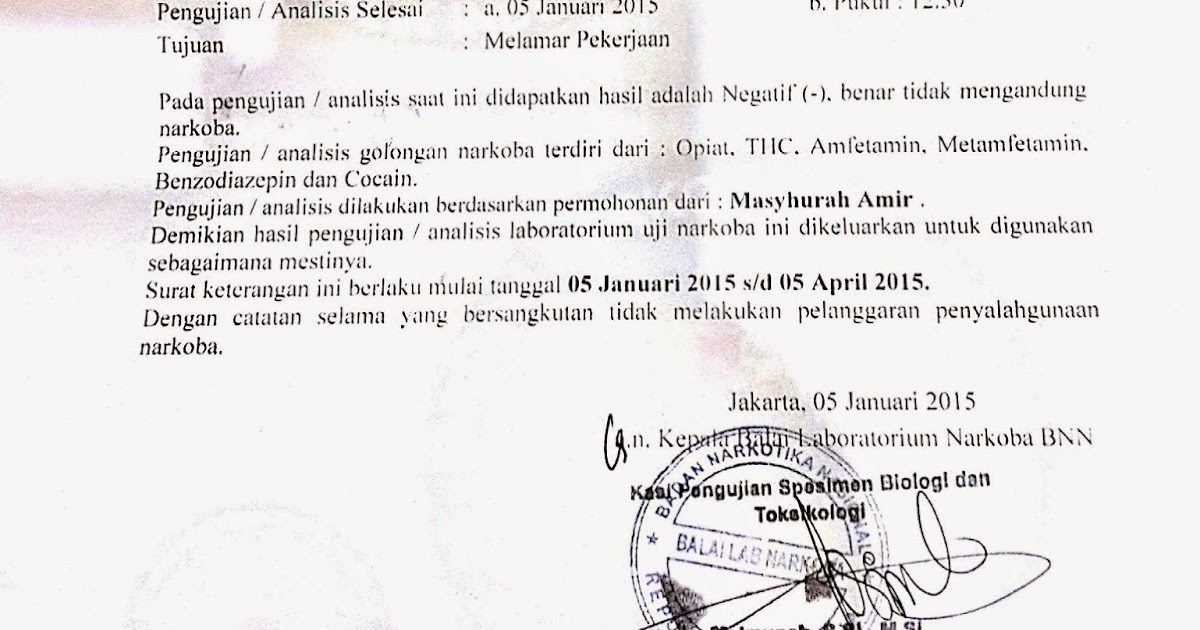 Contoh Surat Keterangan Bebas Napza Dari Bnn Atau Instansi Terkait Blog Pak Pandani