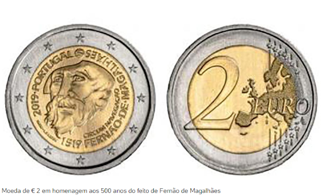 Numismática│Moeda de € 2 comemora 500 anos de volta ao mundo de Fernão de Magalhães