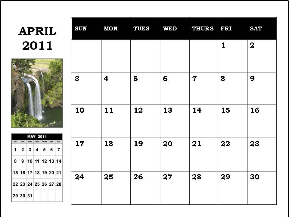 printable monthly calendar april 2011. girlfriend 2011 Calendar April printable monthly calendar april 2011.
