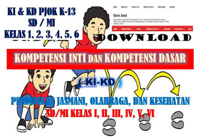 KI dan KD Kurikulum 2013 PJOK SD/MI Kelas I, II, III, IV, V, VI-https://gurujumi.blogspot.com/