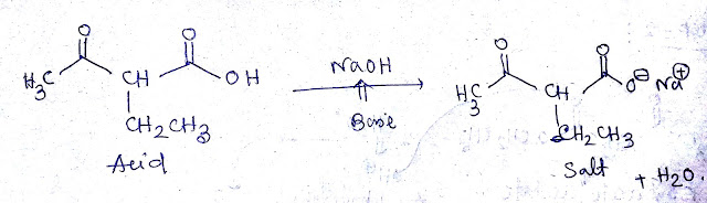 CH3COCH (CH2CH3)COOEt reaction with NaOH/H2O