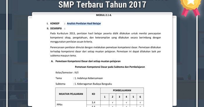 Download Contoh Format Penilian K13 SMP Terbaru Tahun 2017 