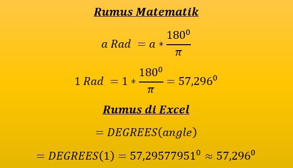 Cara Mengubah Radian ke Derajat di Microsoft Excel