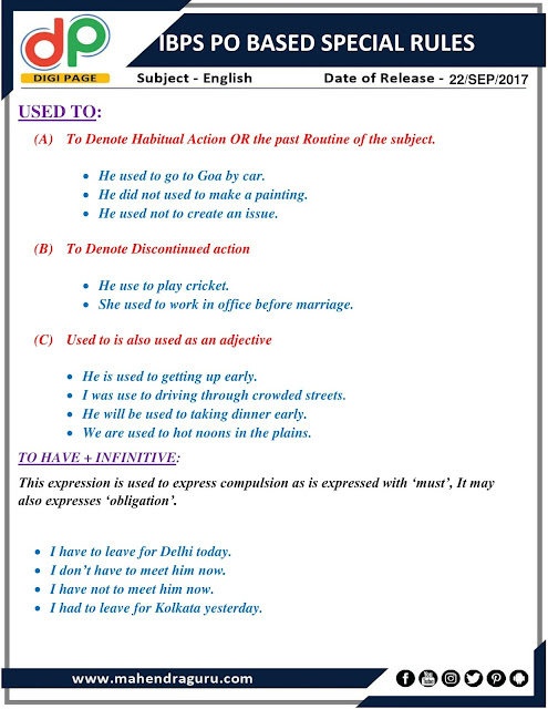  DP | Important Rules For IBPS PO | 22 - 09 - 2017