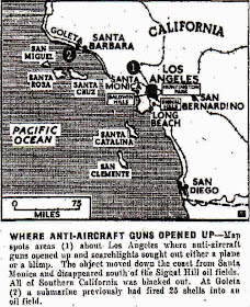 Location of the unidentified object where anti-aircraft guns fired up