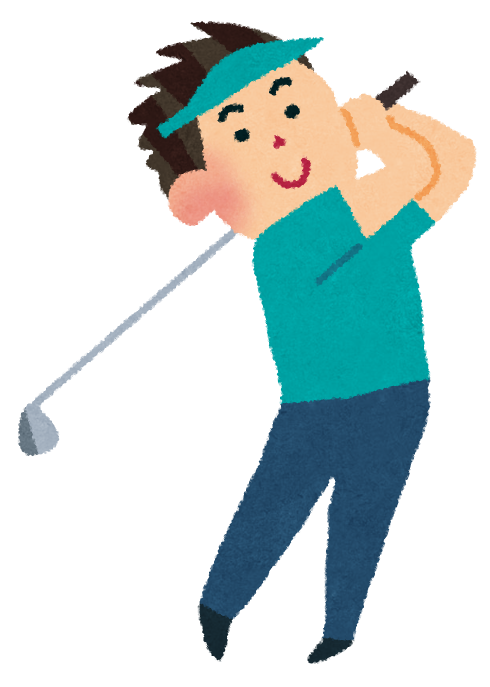 無料イラスト かわいいフリー素材集 ゴルフをする男性のイラスト ゴルファー