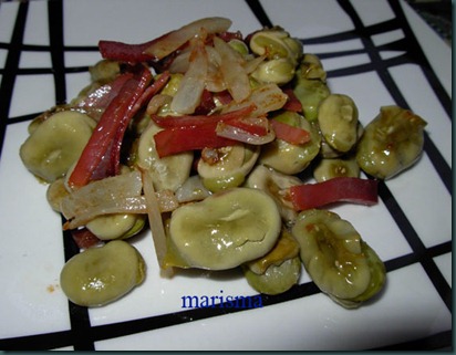 habas con jamos,racion