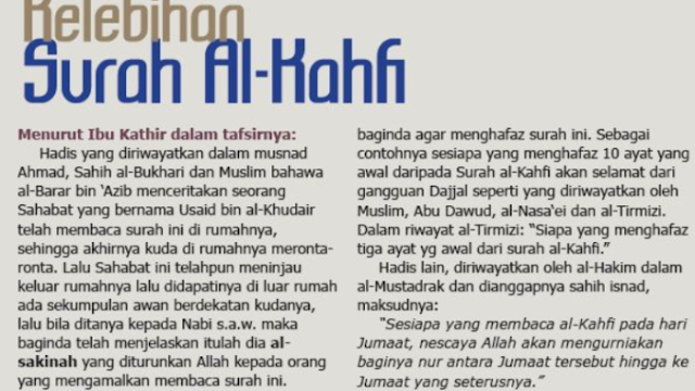 Kelebihan Membaca Surah Kahfi, Jom ambil tahu