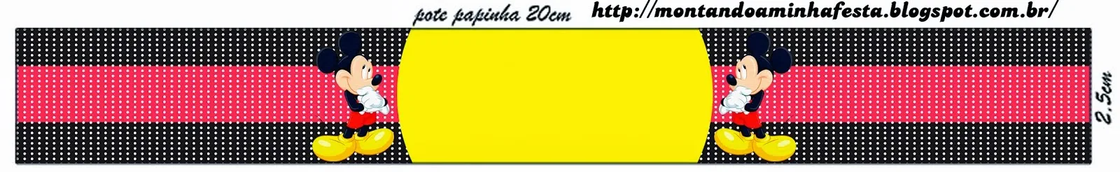 Mickey Red, Black and Yellow Free Printable Labels. 