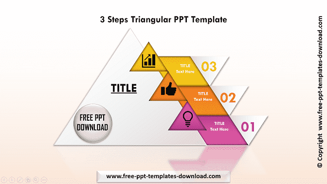 3 Steps Triangular PPT Template Light