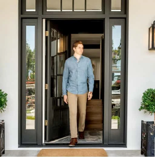 Welcoming home entryway with coat closet and storage.