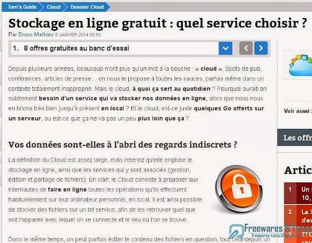 Le site du jour : comparatif de 8 services de cloud gratuits