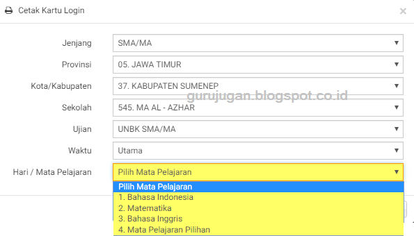 Cara Mencetak Kartu Peserta dan Cetak Daftar Hadir UBK 2018