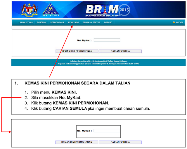 Cara Kemaskini Permohonan BR1M Online Untuk Tahun 2015 