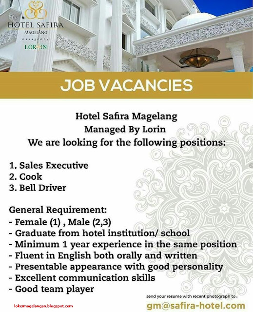 Lowongan Kerja Di Hotel Safira Magelang by loker magelangan