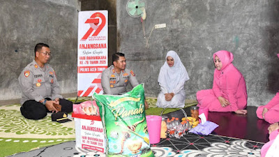HUT Bhayangkara Ke 79, Kapolres Aceh Timur Anjangsana Purnawirawan dan Warakawuri
