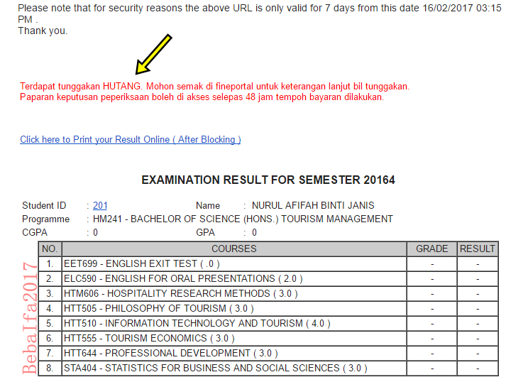 Result Exam Uitm Mengecewakan Saya