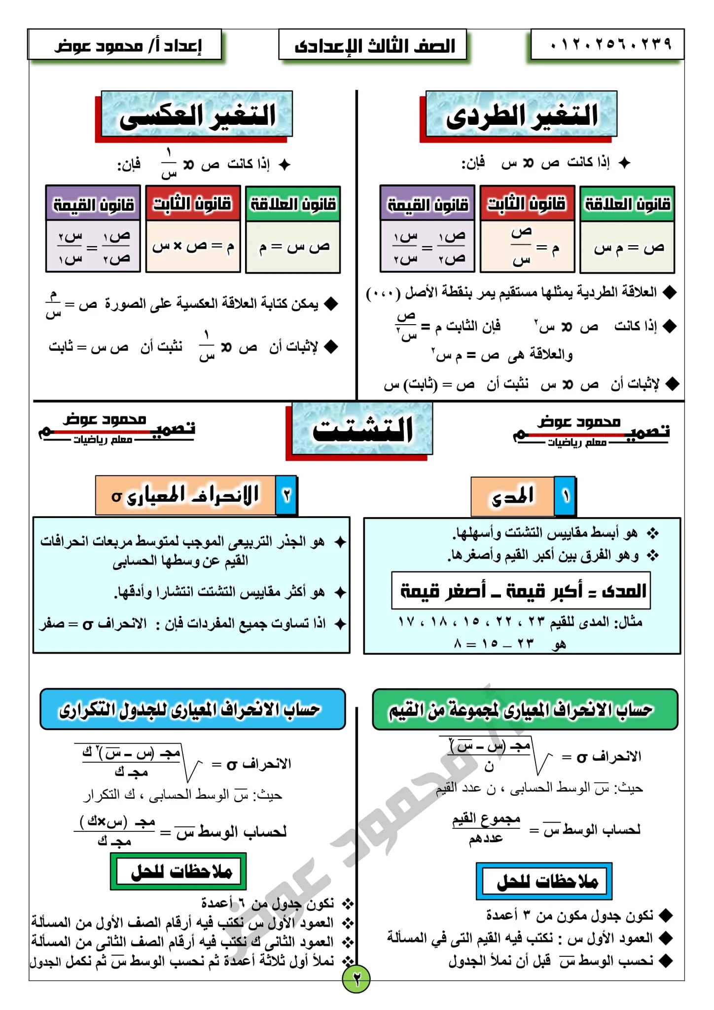 أقوي المراجعات النهائية في جبر ثالثة إعدادى ترم أول الأستاذ العلامة محمود عوض