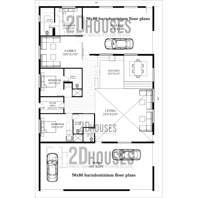 50x80 barndominium floor plans
