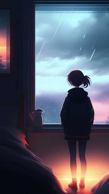 Rainy Day Anime iPhone Wallpaper