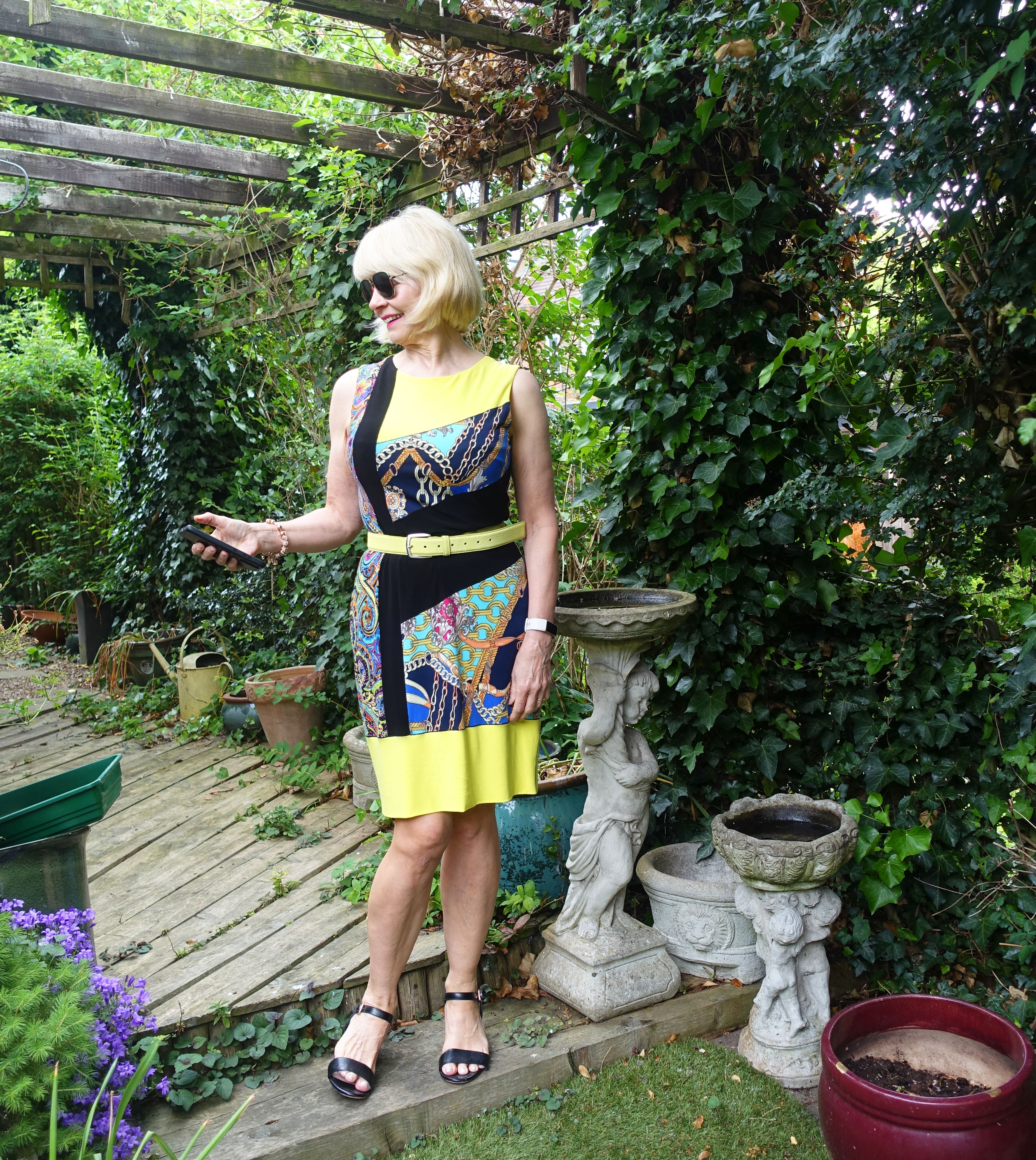 A sleeveless Joseph Ribkoff dress worn by Is This Mutton blogger Gail Hanlon