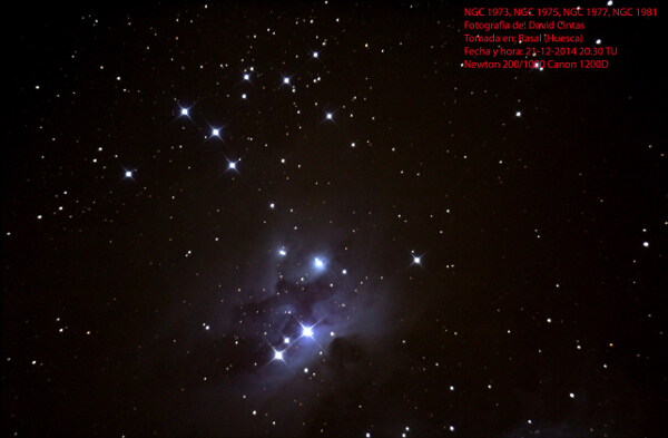 Nebulosa del corredor NGC 1973 / NGC 1975 / NGC 1977 y Cumulo abierto NGC 1981 - El cielo de Rasal