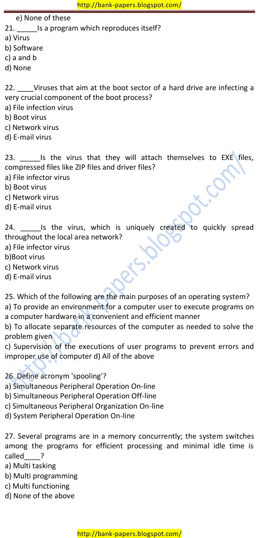 computer awareness for bank clerk exams