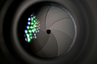 Close up of a camera aperture