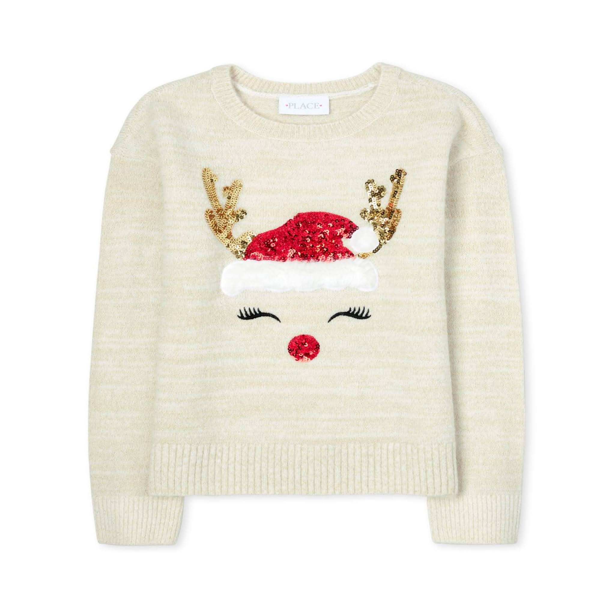 Girls Embellished Christmas Reindeer Sweater from The Children's Place