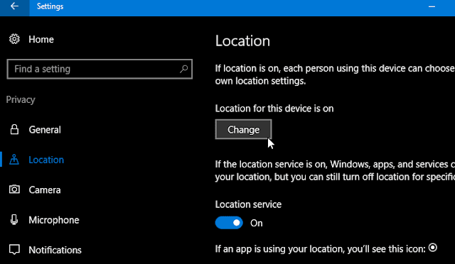 Windows 10 location