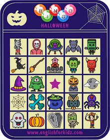 Printable Halloween bingo cards for ESL students